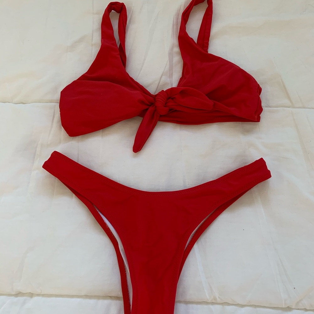 Tie-front bikini set